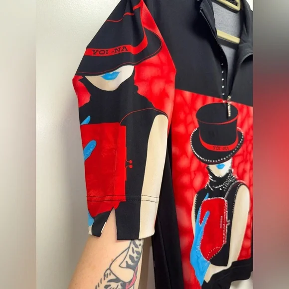 Vintage 80s quarter sleeve tee w rhinestones - Picture 4 of 6